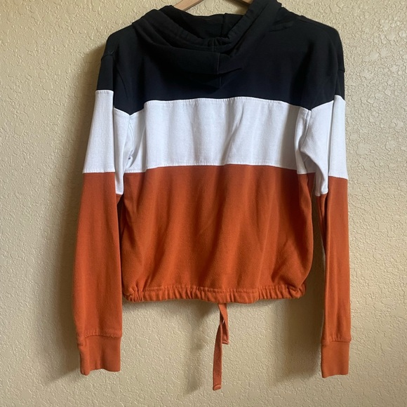 Women's Pressbox University of Texas Callie Colorblock Pullover Cropped Hoodie - Picture 4 of 4